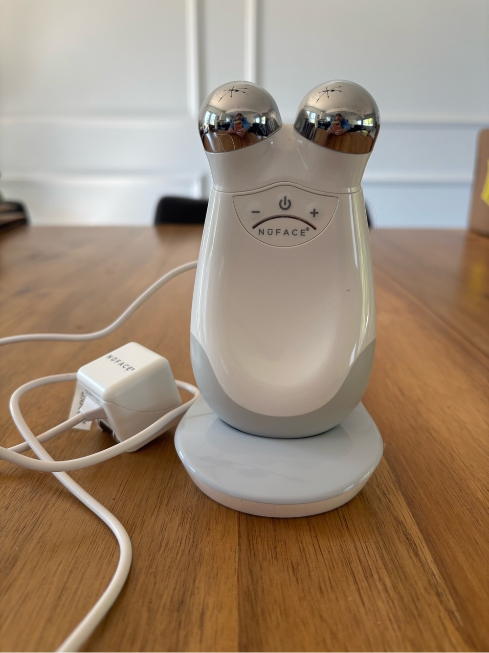 NuFace White and Silver Dual-Sphere Microcurrent Facial Toning Device